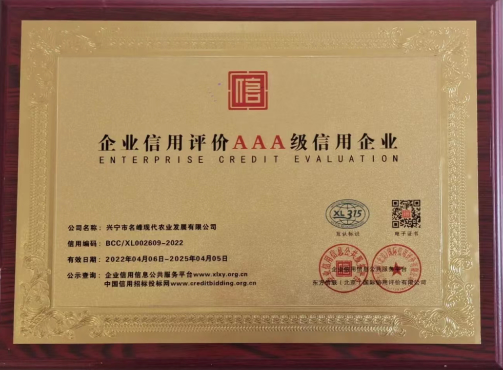企业信用评价AAA级信用企业